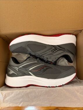 Saucony Gray Running Shoes with Red Accents